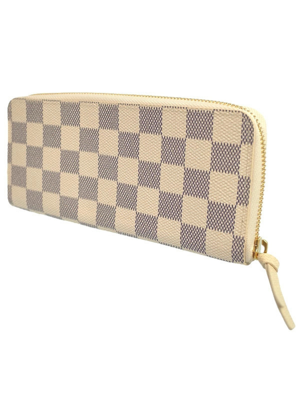 Louis Vuitton Portefeuille Round Damier Wallet Long Azur Clemence Zipper White